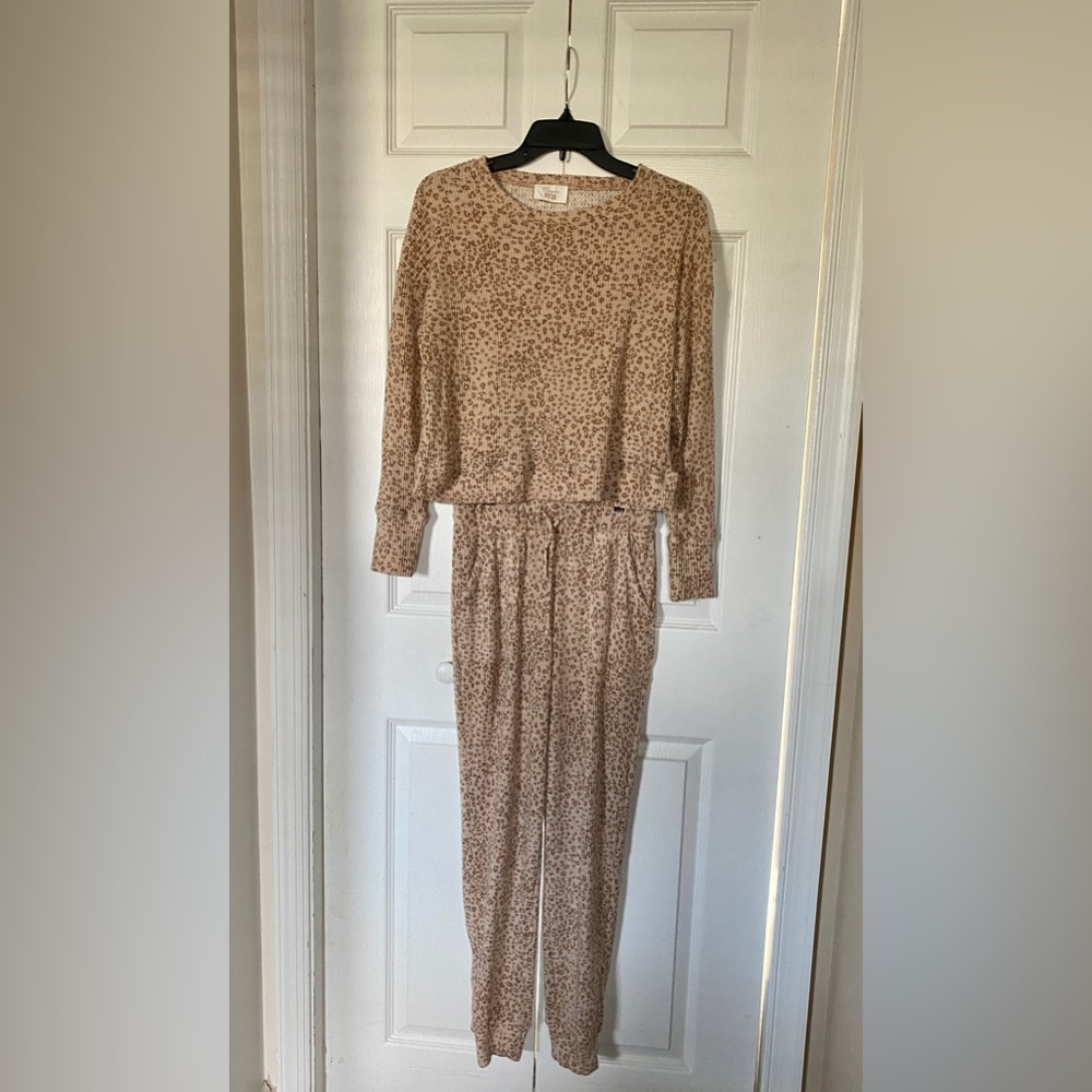 Hippie Rose Cheetah Print Pajama Set w/ pockets, drawstrings, and elastic cuffs